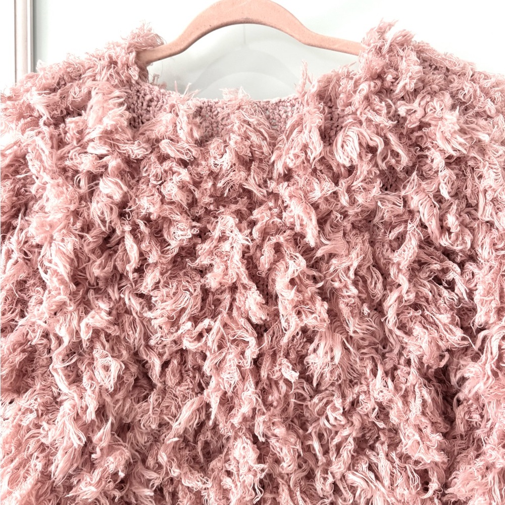 Anthropologie NWT Bubble Textured Sweater Jacket Sz L Pink Rose 2 way Zip BOHO - Picture 6 of 14